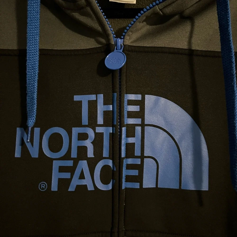 The North Face Gray, Black and Blue‎ Zip-Up Hoodie